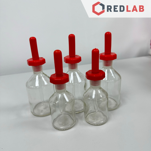 Chai nhỏ giọt thủy tinh ONELAB trắng / nâu 60 125 ml, chai congtogut nắp nhựa kèm quả bóp, đựng mẫu thí nghiệm, có VAT
