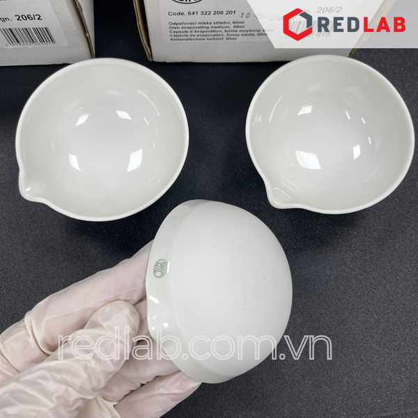 Bát sứ có mỏ đáy tròn JIPO Czech 60 107 140 232 ml, Porcelain Evaporating dish, có VAT