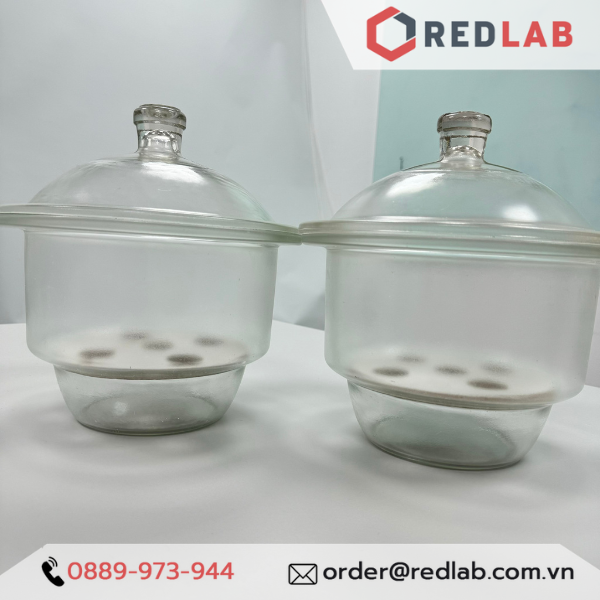 Bình hút ẩm trắng không vòi ONELAB 150 180 210 240 300 350 400 450 mm, dùng lưu trữ, làm khô mẫu thí nghiệm, có VAT