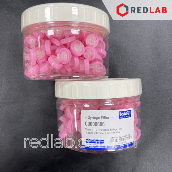[Hộp 100 cái] Đầu lọc PTFE ưa nước hydrophilic Syringe filter Labfill ALWSCI 13mm / 25mm, lỗ lọc 0.22um / 0 45um, dùng cho sắc ký HPLC, có VAT
