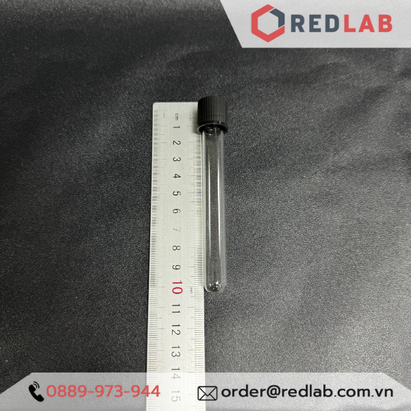 Ống nghiệm có nắp vặn nhựa PP đen DURAN 12x100 16x100 16x160 18x180 mm, seal TPE, thủy tinh soda-lime, có VAT