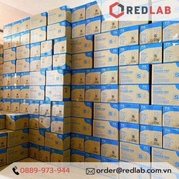 [Hộp 50 đôi] Găng tay cao su latex có bột PA Gloves (Malaysia) size S M L dùng trong thí nghiệm, có VAT