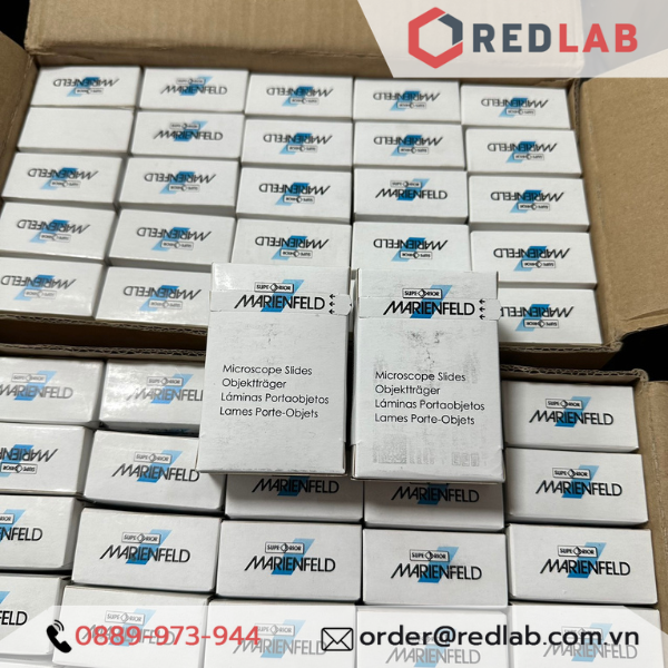 Lam kính trơn / nhám 76x26mm MARIENFELD Đức microscope slide 1000000 1000200 (hộp 50 cái) có VAT