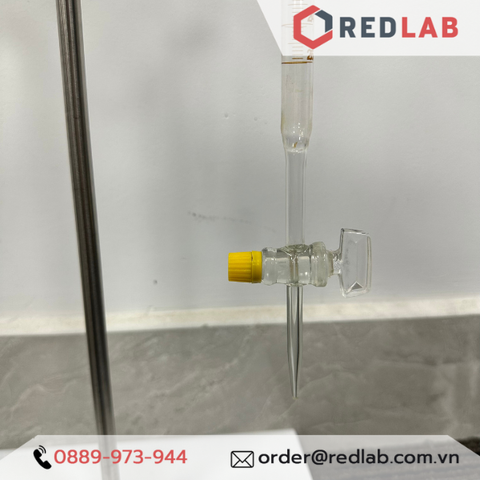 Buret thủy tinh trắng khoá thuỷ tinh 10ml 25ml 50ml ONELAB, burette chuẩn độ hoá chất-Redlab