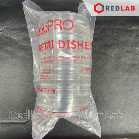 [Gói 10 cái Tiệt trùng] Đĩa Petri nhựa 90x15mm LPR90158 hãng LabPRO Thụy Sỹ, nặng 16g, chiếu xạ chuẩn ISO 11137, có VAT