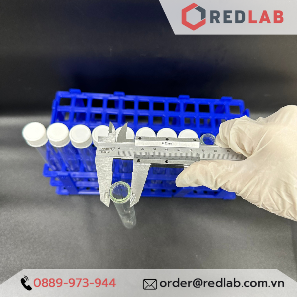 Ống nghiệm thuỷ tinh ISOLAB 16x100mm 16x160mm nắp vặn nhựa PP trắng, có VAT