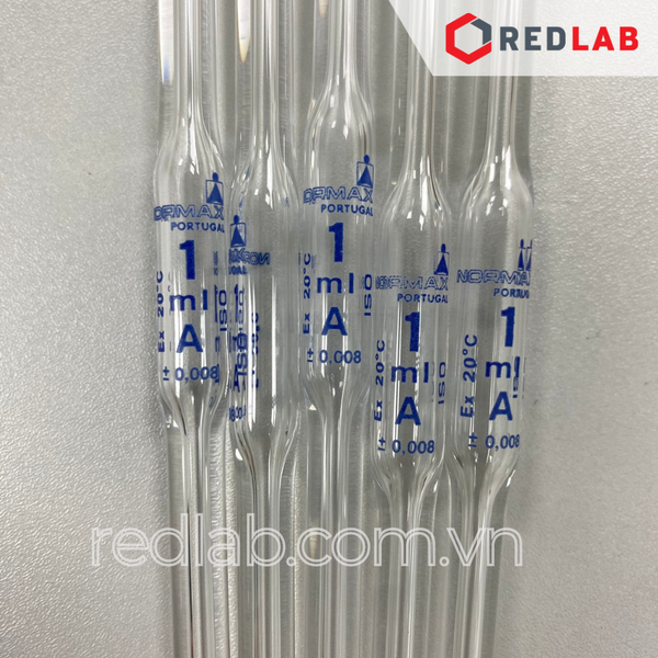 Pipet bầu 2 vạch NORMAX Bồ Đào Nha 0.5 1 2 3 4 5 6 7 8 9 10 11 15 20 25 30 40 50 100 150 ml, có VAT