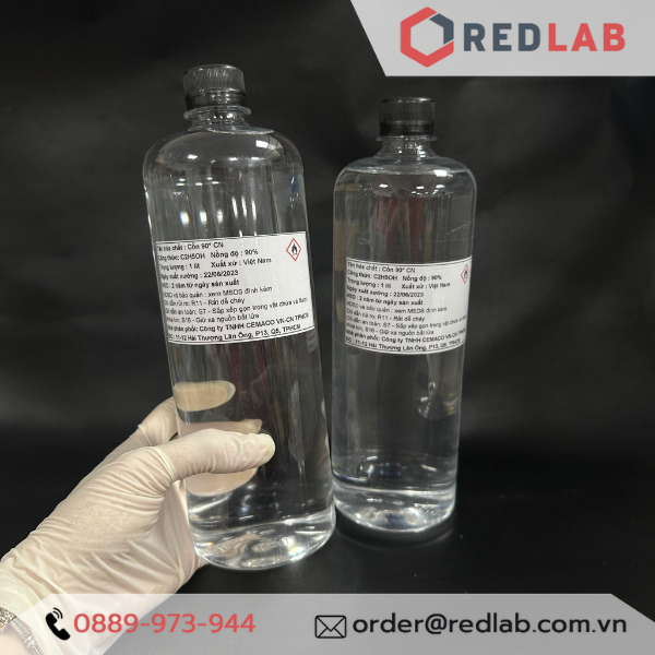 Cồn 70 độ, 90 độ, 96 độ (chai 1 lít) hãng CEMACO Việt Nam, 70% 90% 96% Ethanol, có VAT