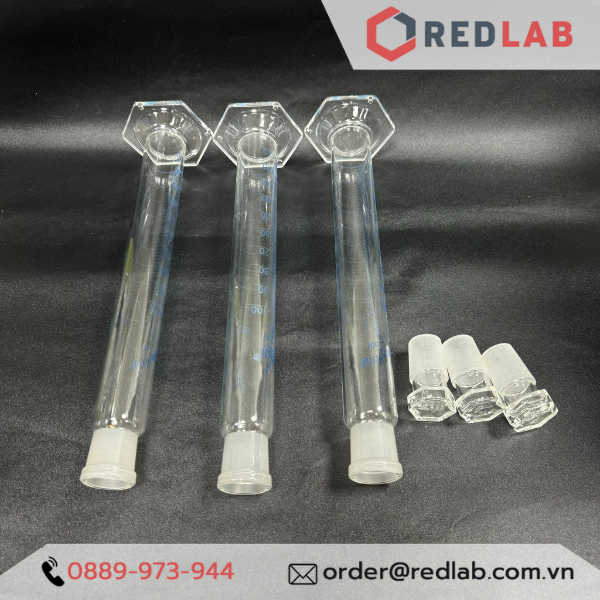 Ống đong thuỷ tinh có nút (cổ nhám) BIOHALL 10 25 50 100 250 500 1000 2000 ml, Class A, đế lục giác, chia vạch xanh, có VAT