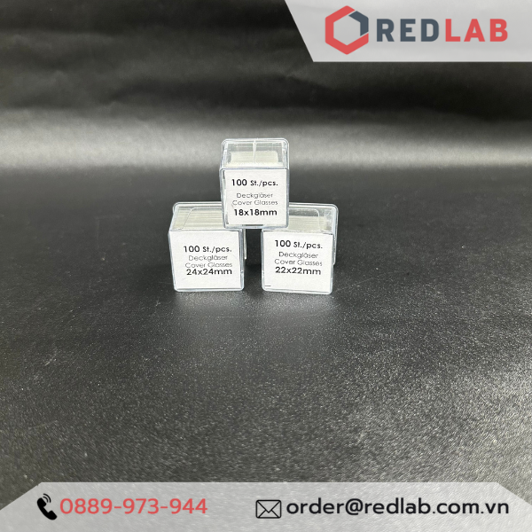 Lamen phiến kính MARIENFELD Đức cover glass 15x15 18x18 20x20 22x22 24x24 22x40 24x40 24x50 24x60 mm (hộp 100 cái) có VAT