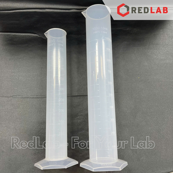 Ống đong nhựa PP vạch nổi trắng ONELAB 10 25 50 100 250 500 1000 2000 ml, đáy lục giác, chịu nhiệt, có VAT