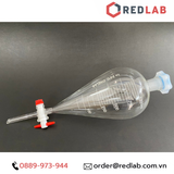 Phễu chiết quả lê khoá nhựa PTFE ONELAB kẻ vạch 60 125 250 500 1000 2000 ml, bình lắng gạn thủy tinh thí nghiệm, có VAT