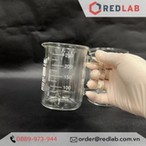  Cốc thuỷ tinh có tay cầm 250ml 500ml BIOHALL Germany - beaker có quai, chia vạch trắng, có VAT 