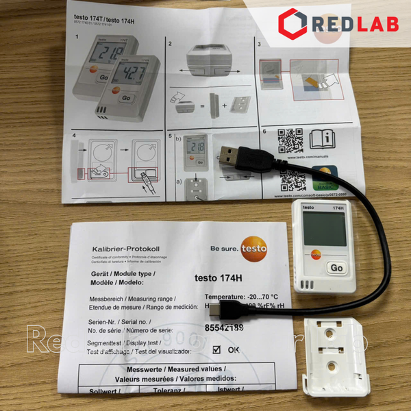 Máy đo ghi nhiệt độ, độ ẩm TESTO 174 H trắng (0572 1741 01) nhiệt ẩm kế tự ghi mini với USB-C và phần mềm, có VAT