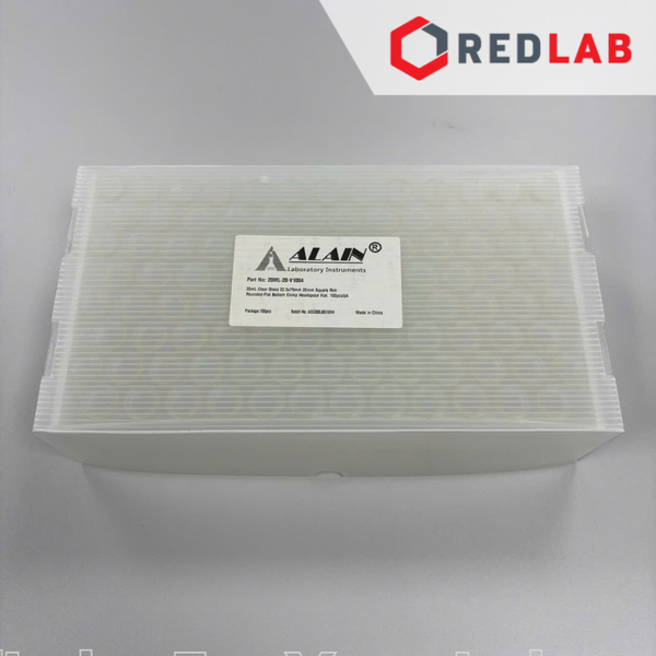 Chai vial 20ml trắng, miệng phẳng 75.5x22.5mm ALAIN dùng nắp bấm nhôm, trong sắc ký, mua chai và nắp riêng, có VAT