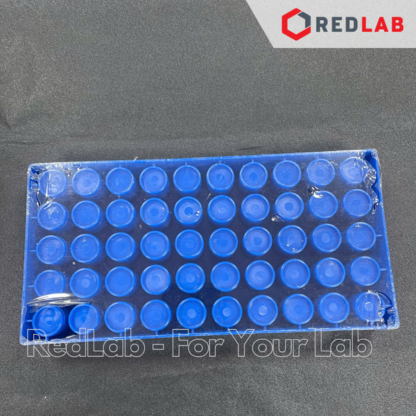 Giá đỡ 50 vị trí cho chai vial 4ml RV002 nhựa PP xanh, có VAT