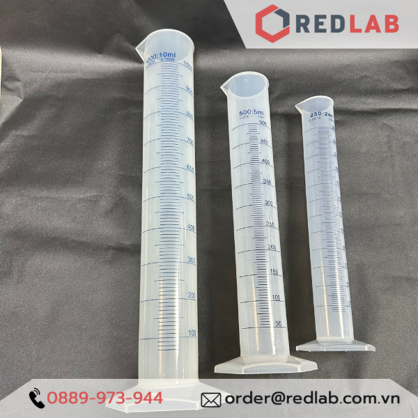 Ống đong nhựa PP in vạch xanh ONELAB 10 25 50 100 250 500 1000 2000 ml, đáy lục giác, chịu nhiệt, có VAT