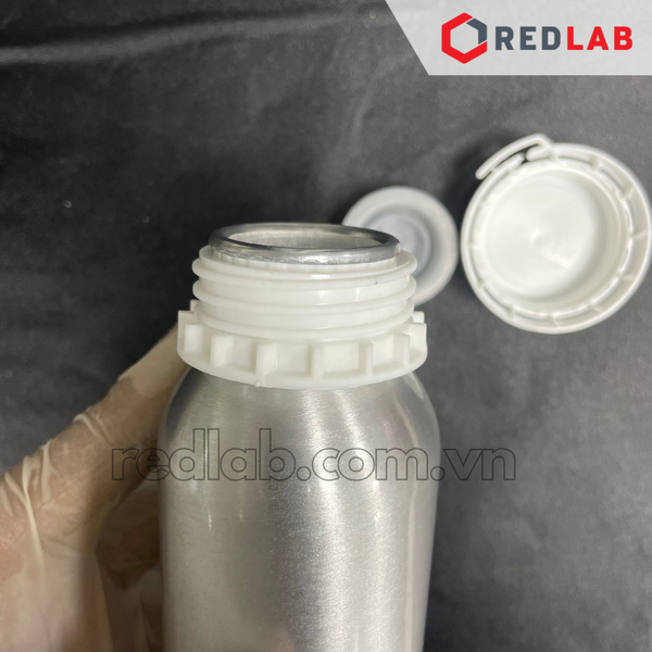 Chai nhôm 50 100 250 500 1000 ml, 99.7% nhôm, nắp khóa nhựa trắng, nắp đệm hạn chế bay hơi, có VAT