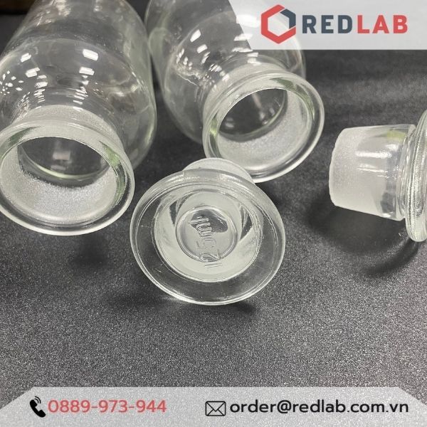 Chai trắng nút mài ONELAB 30 60 125 250 500 1000 2500 ml miệng rộng / miệng hẹp, chai thuỷ tinh nắp mài nhám, có VAT
