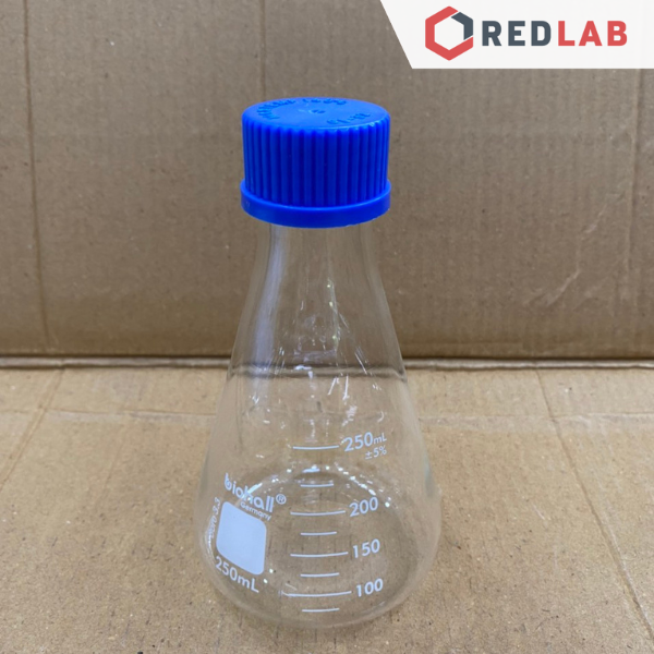 Bình tam giác nặp vặn xanh BIOHALL 50 100 150 250 500 1000 ML - GL25 GL45, chia vạch trắng, có VAT