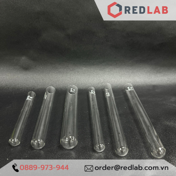 Ống nghiệm không vành (in logo) DURAN 12x100 16x130 16x160 18x180 20x150 20x180 25x150 mm, thủy tinh soda-lime, có VAT