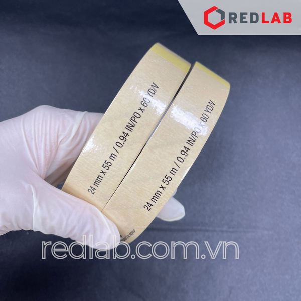 Băng keo nhiệt 3M 1322 cuộn 55 mét, khổ 12mm, 18mm, 24mm x 55m (giấy chỉ thị tiếp xúc cho tiệt trùng bằng hơi nước) có VAT