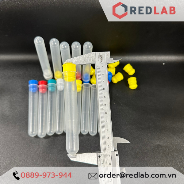 Ống nghiệm nhựa PP có nút ISOLAB 12x75mm, 16x100mm đáy tròn, có VAT