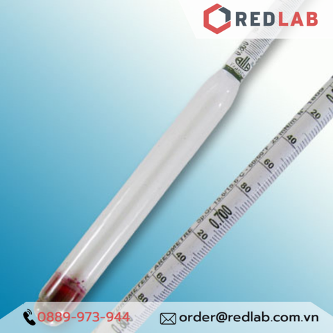 Tỷ trọng kế 1.000-1.200 : 0.002 g/ml Tp 20°C hãng Alla - Pháp - Redlab