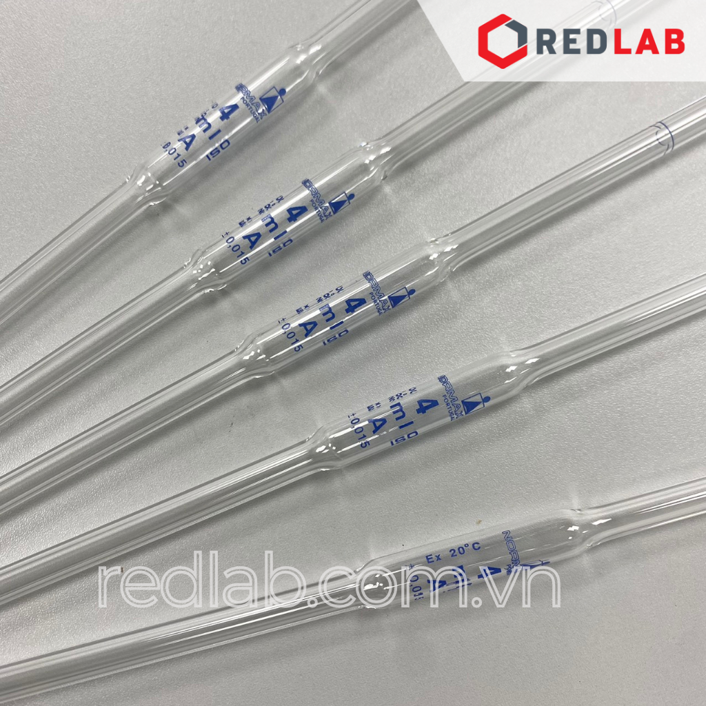 Pipet bầu 2 vạch NORMAX Bồ Đào Nha 0.5 1 2 3 4 5 6 7 8 9 10 11 15 20 25 30 40 50 100 150 ml, có VAT
