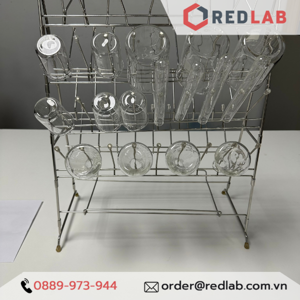 Giá phơi dụng cụ thí nghiệm inox 2 mặt Việt Nam, có thể tháo lắp, sử dụng được 2 mặt nhiều vị trí, có VAT