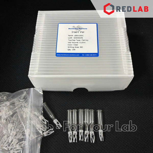 Ống insert sắc ký MEMBRANE SOLUTIONS 250 300 400 ul đáy bằng / đáy nhọn / có lò xo định tâm, cho vial 2ml 9-425, có VAT