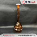 Bình định mức Nâu BIOHALL 1 2 5 10 20 25 50 100 200 250 500 ml 1L 2L 5L 10L, class A, nút nhựa, vạch sơn xanh, có VAT