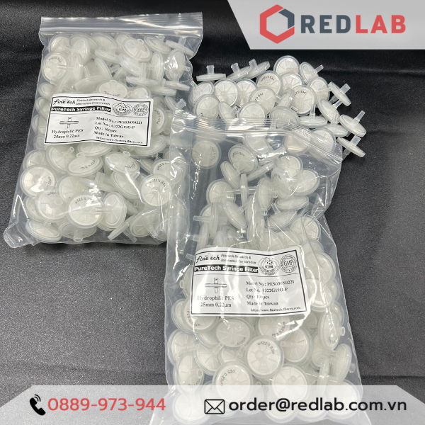 Đầu lọc Syringe PES đường kính 25mm, lỗ lọc 0.22µm và 0.45µm không tiệt trùng Finetech PES030N022I và PES030N045I, giá tốt, có VAT