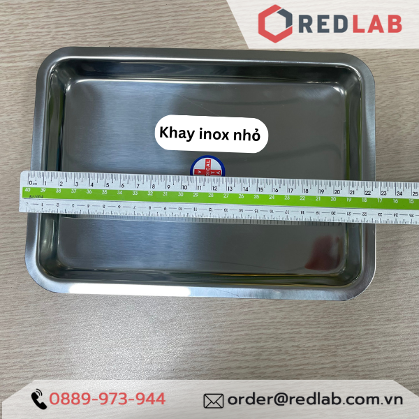 Khay inox chữ nhật 17*22*2cm, 22*32*2cm, khây đựng dụng cụ thí nghiệm, có VAT