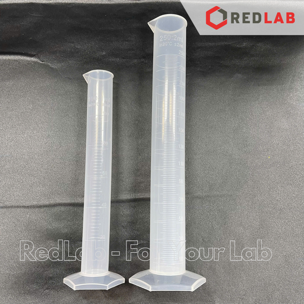 Ống đong nhựa PP vạch nổi trắng ONELAB 10 25 50 100 250 500 1000 2000 ml, đáy lục giác, chịu nhiệt, có VAT