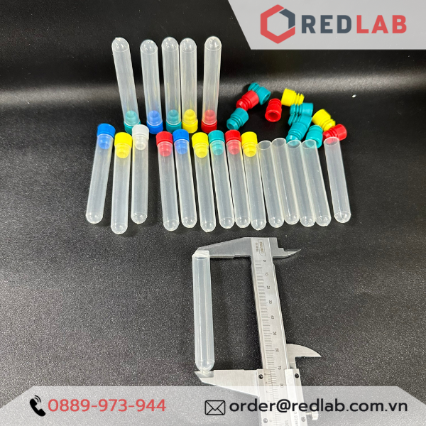 Ống nghiệm nhựa PP có nút ISOLAB 12x75mm, 16x100mm đáy tròn, có VAT