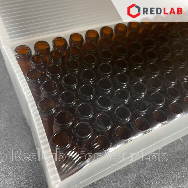 Lọ đựng mẫu sắc ký vial 4ml 13-425 MEMBRANE SOLUTIONS trắng / nâu, Nắp vặn đen có lỗ / nắp kín, có VAT