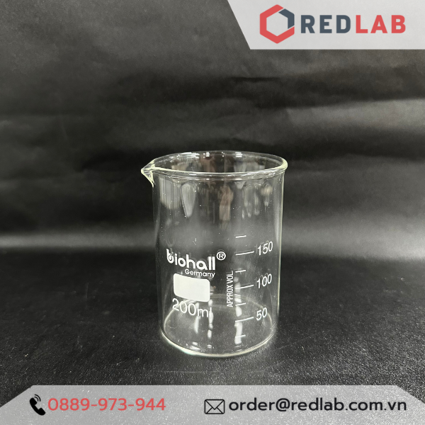 Cốc đốt thuỷ tinh Thấp thành BIOHALL 5 10 25 50 100 150 200 250 400 500 600 800 1000 ml 2L 3L 5L 10L, beaker có mỏ chịu nhiệt, có VAT
