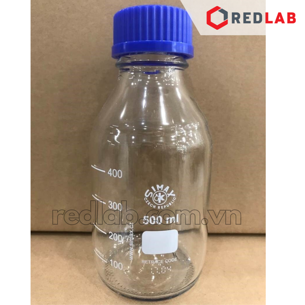 Chai trung tính trắng SIMAX Class A 50 100 150 250 500 ml, 1 2 5 10 20 L nắp vặn PP xanh GL 32 45, có VAT