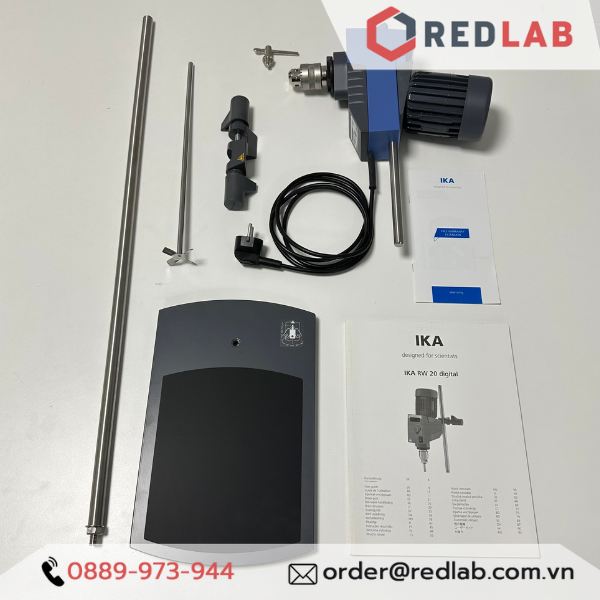 Máy khuấy đũa IKA RW 20 Digital package trọn bộ cánh khuấy R1342, Chân đế R1826, kẹp bọ R182