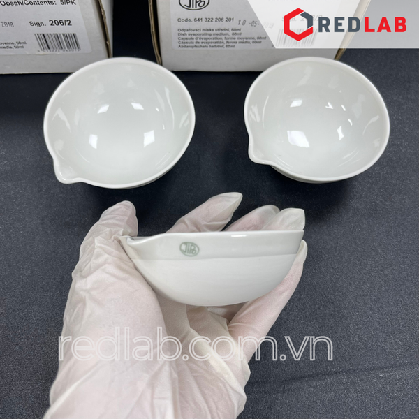 Bát sứ có mỏ đáy tròn JIPO Czech 60 107 140 232 ml, Porcelain Evaporating dish, có VAT