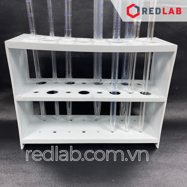 Giá đỡ Pipet thủy tinh dạng thẳng hoặc bầu, 16 vị trí KARTELL - Ý 255, nhựa PP, 200x75x150mm, có VAT