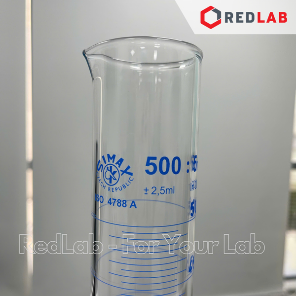 Ống đong thủy tinh SIMAX Class A 5 10 25 50 100 250 500 1000 ml, đế lục giác, vạch xanh, Measuring Cylinder, có VAT
