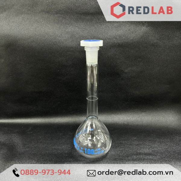 Bình định mức trắng BIOHALL 1 2 5 10 20 25 50 100 200 250 500 ml 1L 2L 5L 10L, class A, nút nhựa, vạch sơn xanh, có VAT