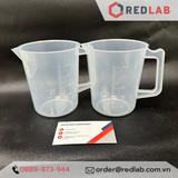 Ca nhựa PP có quai vạch nổi trắng ONELAB 100 250 500 1000 2000 3000 5000 ml, cốc đong thí nghiệm, chịu nhiệt, có VAT