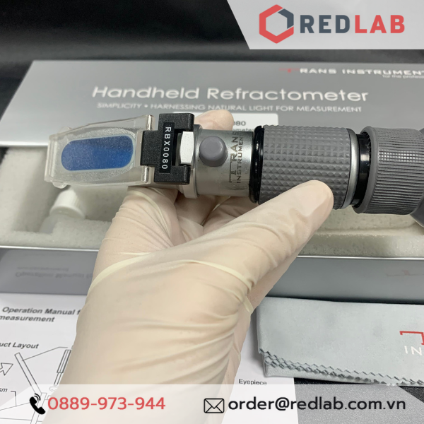 Khúc xạ kế đo độ ngọt 0 - 80% Brix Trans Instruments - Singapore RBX0080 đo độ đường dung dịch, trái cây, có VAT