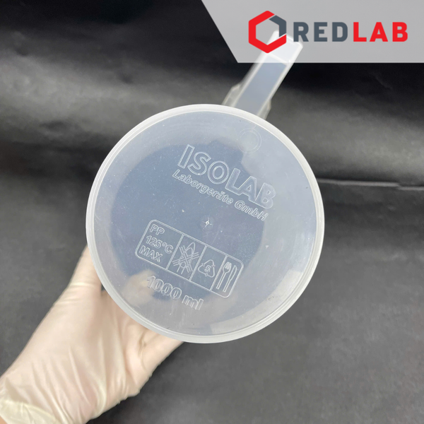 Ca nhựa PP có quai nửa vạch sơn xanh ISOLAB 100 250 500 1000 2000 ml, cốc đong hóa chất chịu nhiệt, có VAT