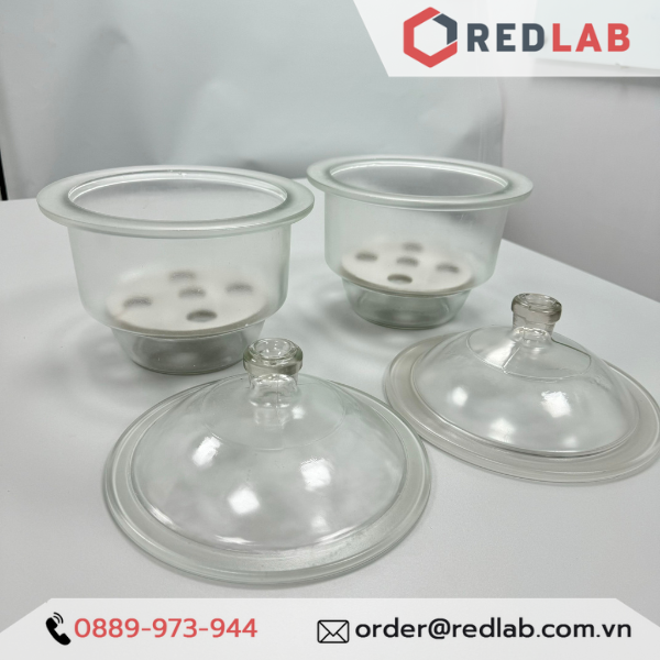 Bình hút ẩm trắng không vòi ONELAB 150 180 210 240 300 350 400 450 mm, dùng lưu trữ, làm khô mẫu thí nghiệm, có VAT