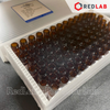 Lọ đựng mẫu sắc ký vial 2ml 9-425 MEMBRANE SOLUTIONS trắng / nâu, Nắp vặn xanh có lỗ / septa xẻ rãnh / nắp kín, có VAT