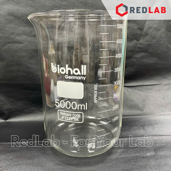 Cốc đốt thuỷ tinh Thấp thành BIOHALL 5 10 25 50 100 150 200 250 400 500 600 800 1000 ml 2L 3L 5L 10L, beaker có mỏ chịu nhiệt, có VAT